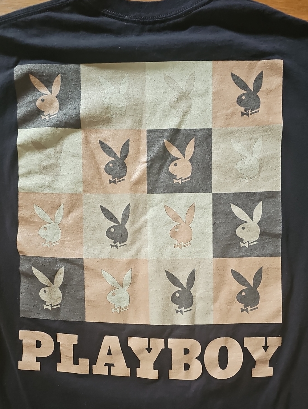 Playboy Bunny Logo Black Short Sleeve Double Sided Graphic T-Shirt Medium